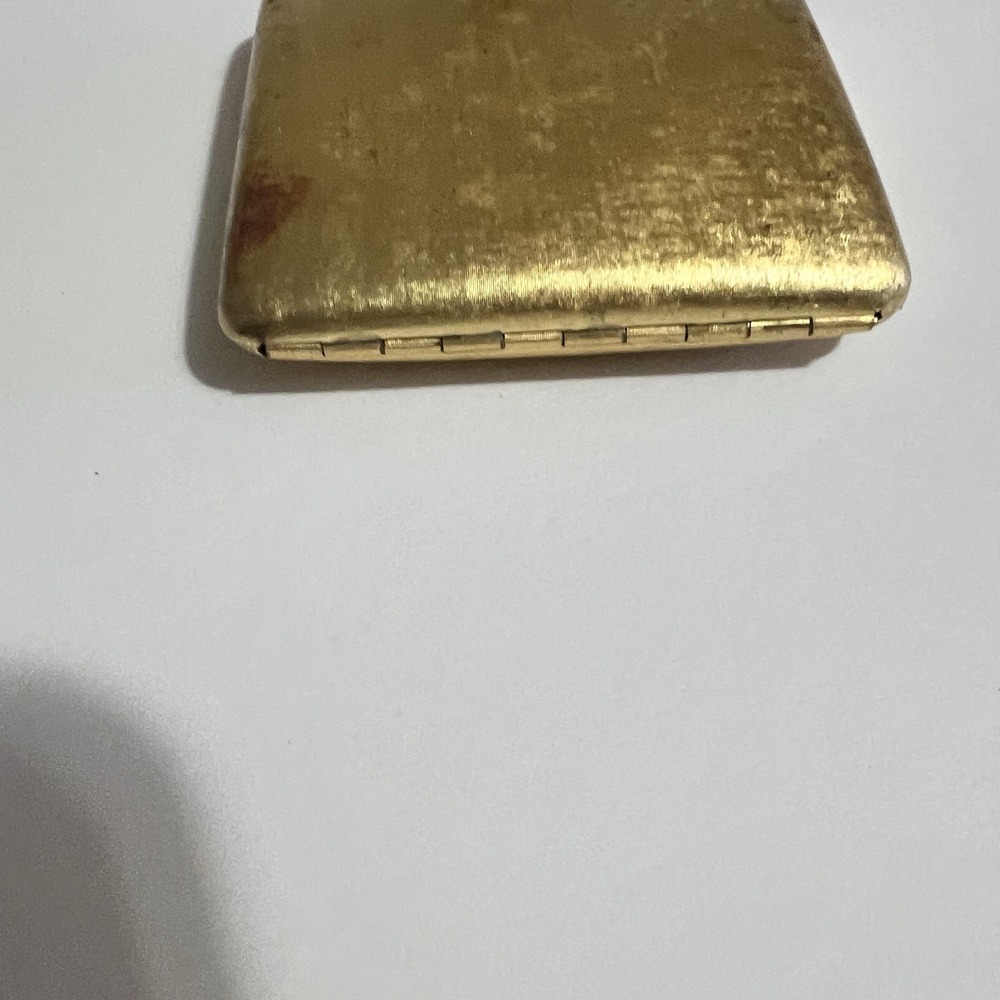 AVON Gold Tone w Floral Rhinestone Catch Latch Loose Powder Compact VINTAGE - Picture 7 of 15